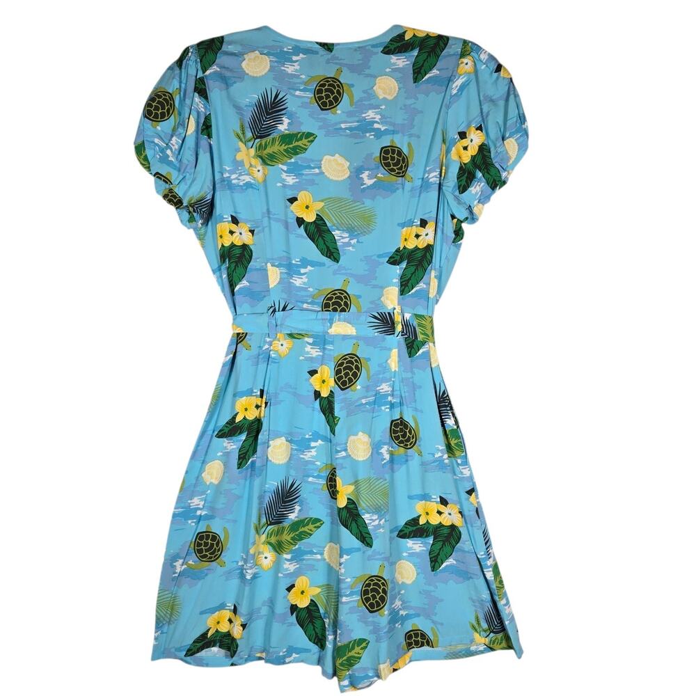 ModCloth Collectif Mimma Romper 10 NEW Tropical Turtles Blue Hawaiian Playsuit - Picture 8 of 11